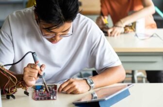 Students learning engineering